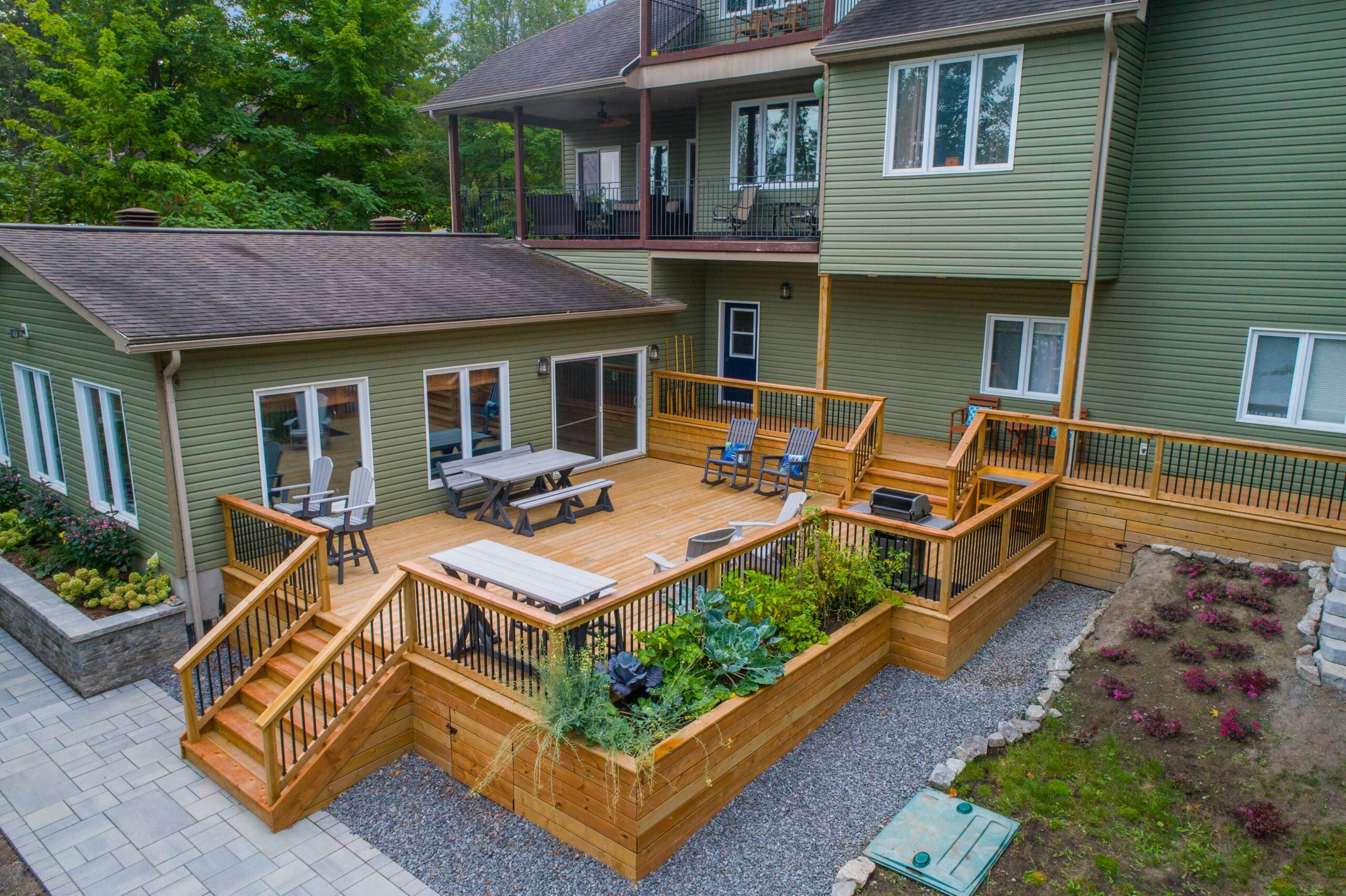 Custom engineered residential deck and patio design ensuring proper support, load capacity, and drainage.